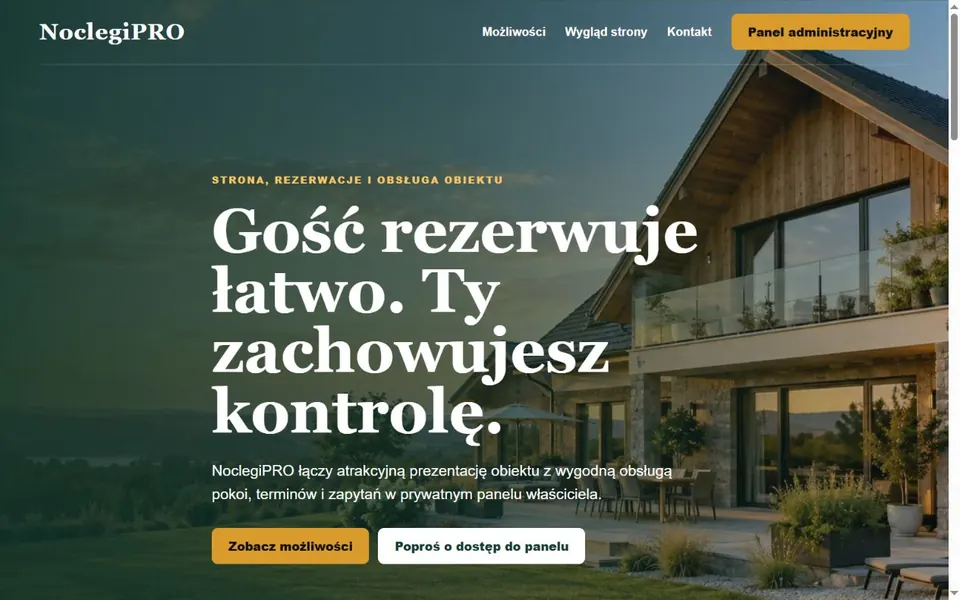 Podgląd przykładowej strony NoclegPro